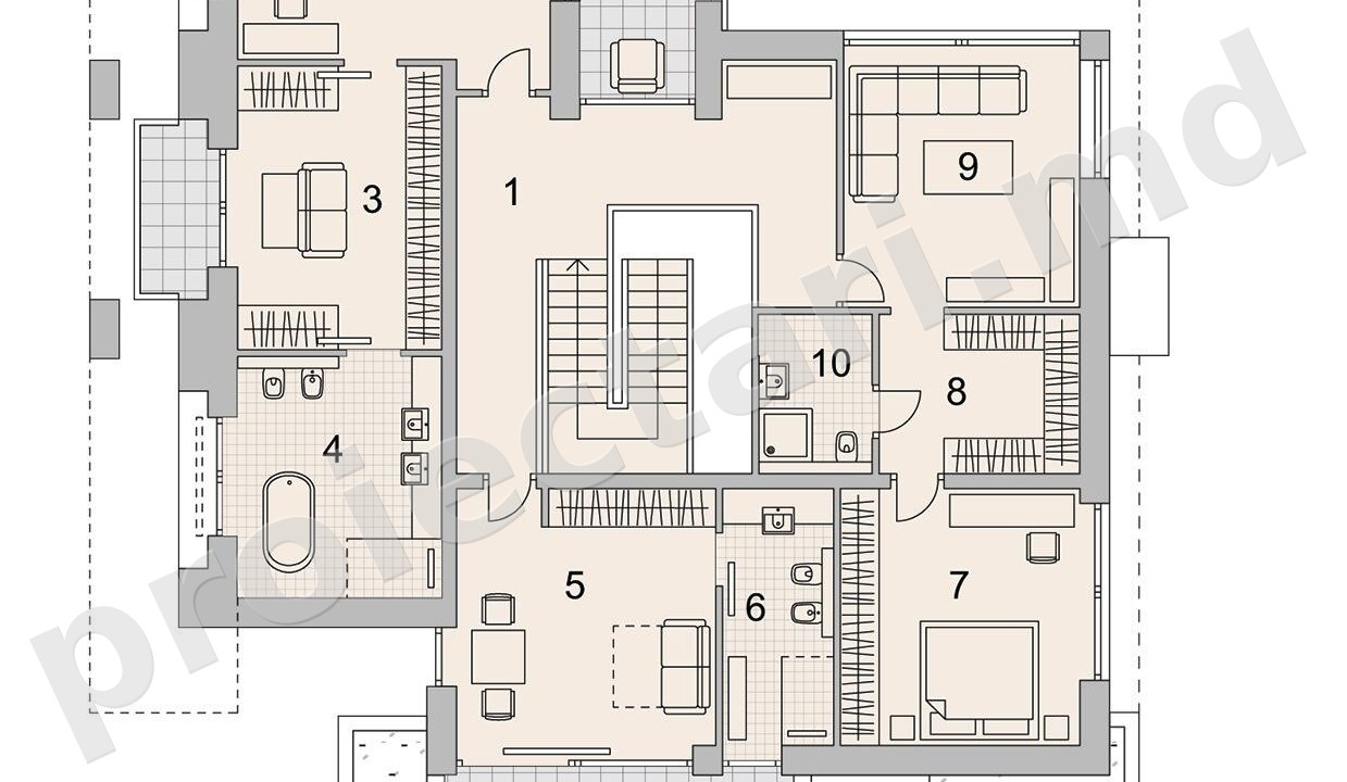 Case cu etaj în stil minimalist 400m2 - 102072
