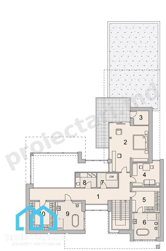 etaj Proiect de casa high - tech cu etaj 300m2