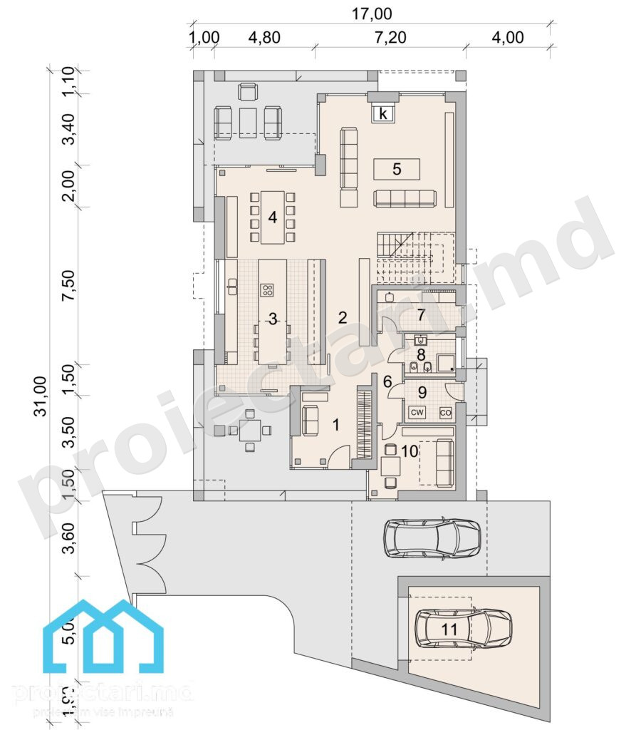 parter Proiect casă cu etaj cu balcon panoramic