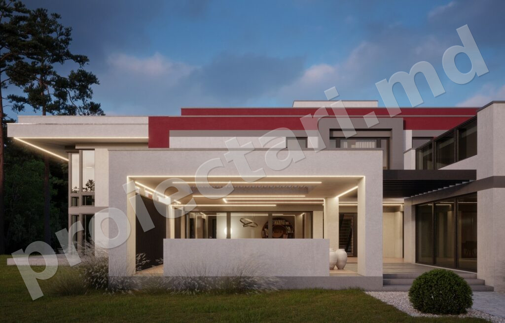 Proiect de casă cu demisol și 2 nivele 310m²