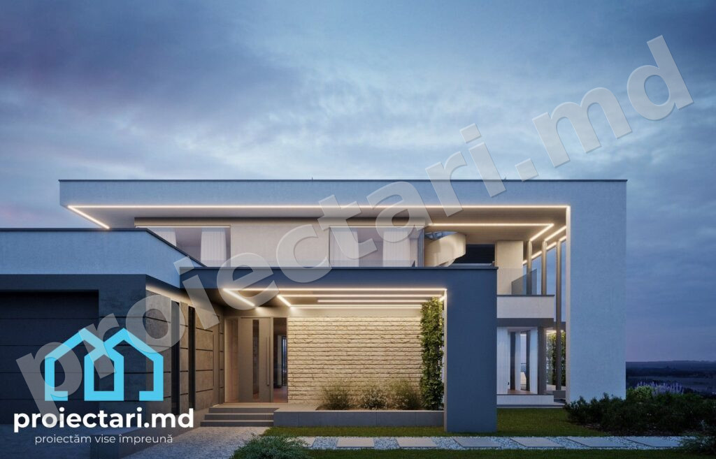 Proiect de casă high-tech cu etaj 400m2