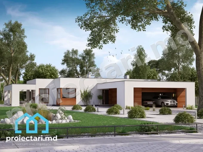 Proiect de casa High-tech cu un nivel 160m2 - 102094
