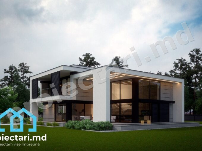 Proiect de casa high-tech cu etaj 255m2 - 102089