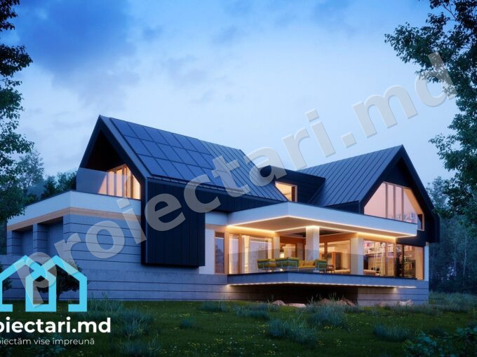 Proiect de casa cu mansarda 297m2 - 102088