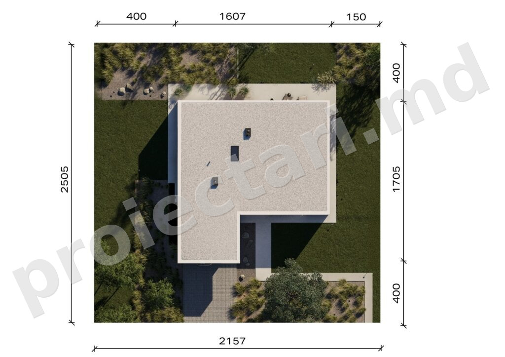 Proiect de casă cu parter de 100m² cu 3 dormitoare, 2 băi