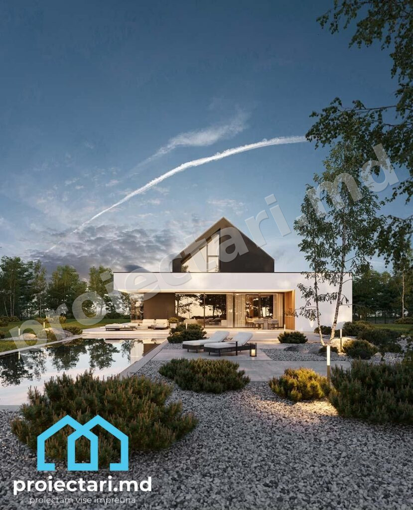 Proiect de casă cu mansardă 230m² cu 4 dormitoare