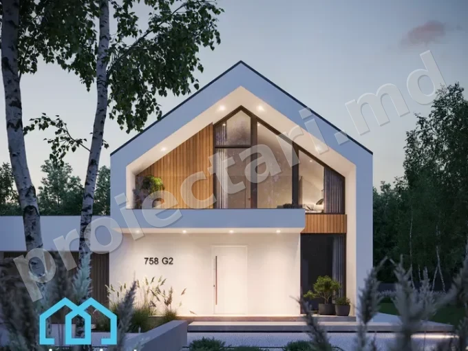 Proiect de casa barnhouse cu mansarda 115m2 - 1021287
