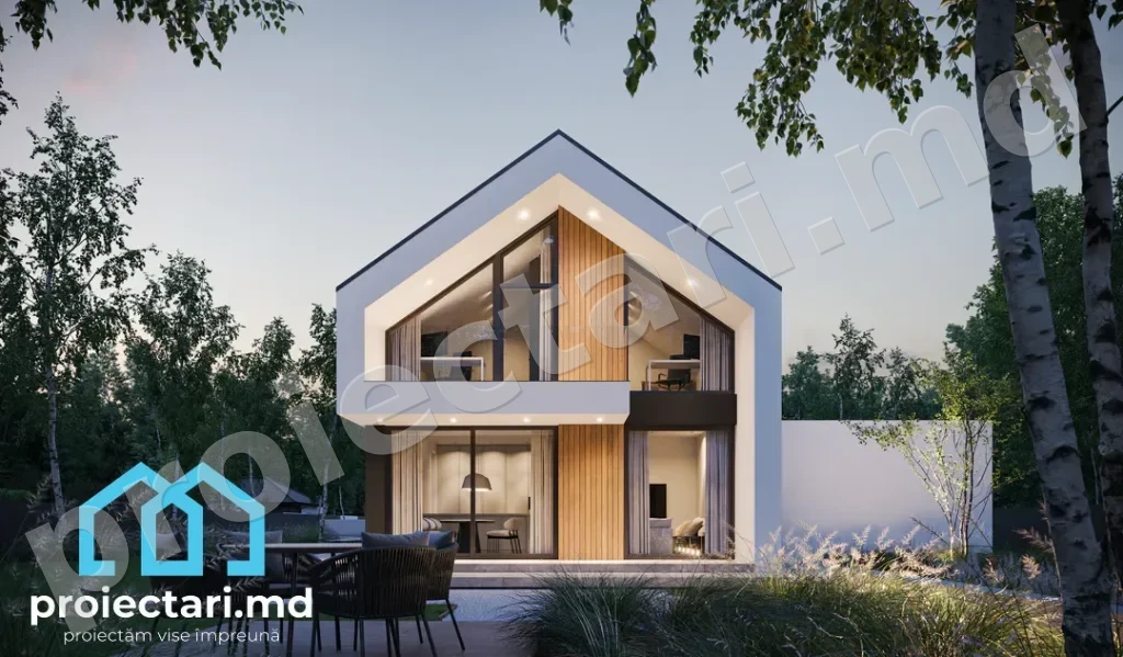 Proiect de casa barnhouse cu mansarda 115m2 - 1021289