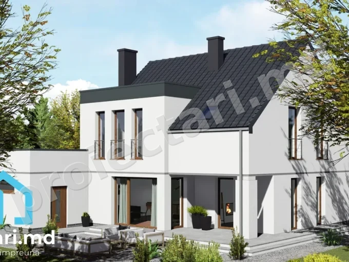 Proiect de casa cu mansarda cu 4 dormitoare 140m2 - 10213012