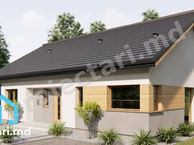 Proiect de casa parter cu 3 dormitoare 100m2 - 1021355