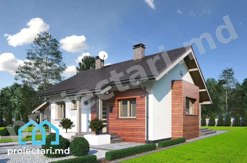 Proiect de casa parter cu 3 dormitoare 65m2 - 1021373