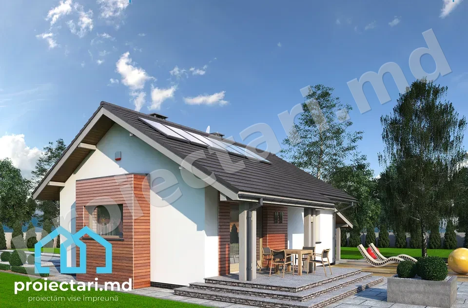 Proiect de casa parter cu 3 dormitoare 65m2 - 1021376