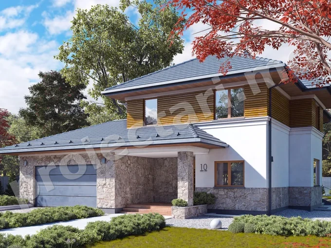 Proiect de casa cu etaj 4 dormitoare si garaj 160m2