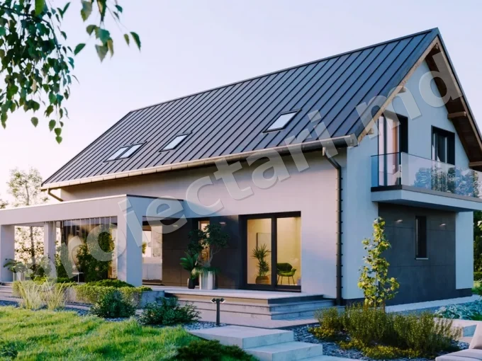 Proiect de casa cu mansarda si 5 dormitoare de 180m2