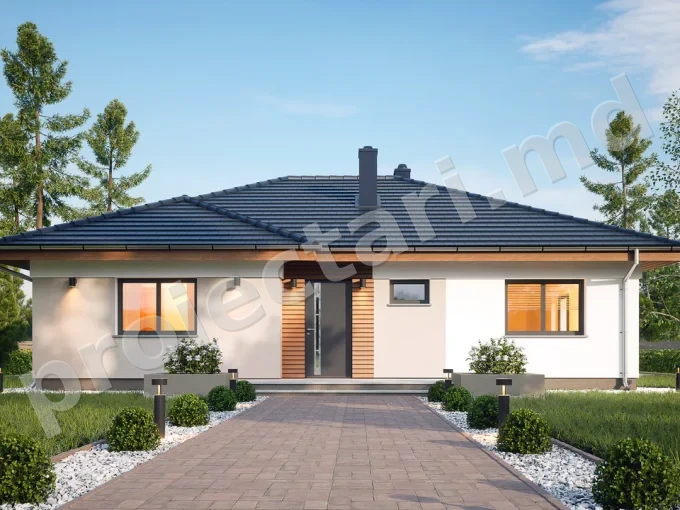 Proiect de casa parter cu 3 dormitoare 100m2